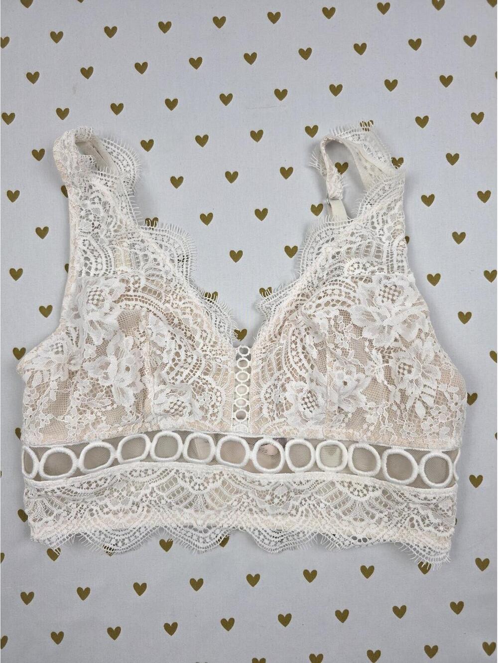 Victorias Secret White Lacey Cute Small 1Bralette Bra Top Tank